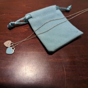 Tiffany & Co. Silver and Blue Heart Necklace